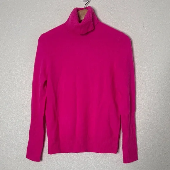 Aqua Cashmere 100% Cashmere Turtleneck Sweater Knockout Pink - Picture 2 of 6